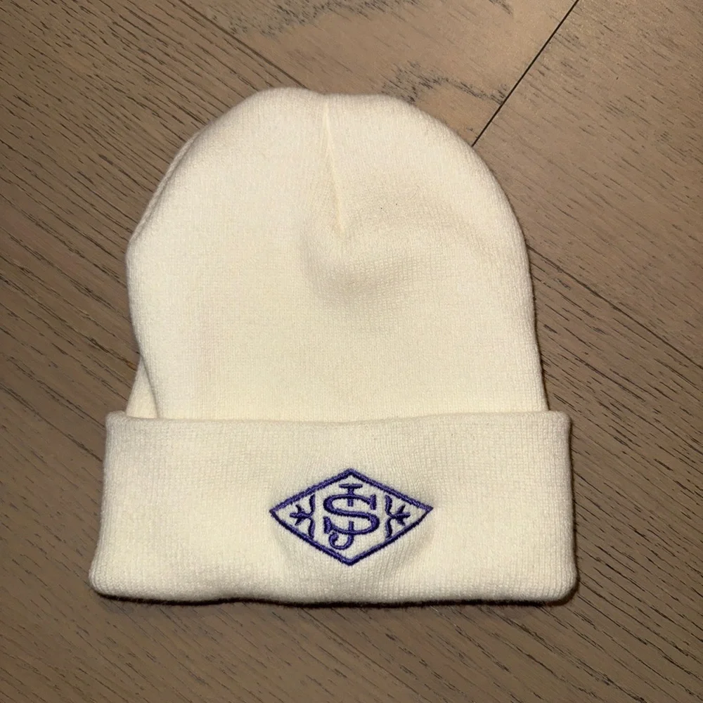 Sol De Janeiro White Beanie with Purple Logo
